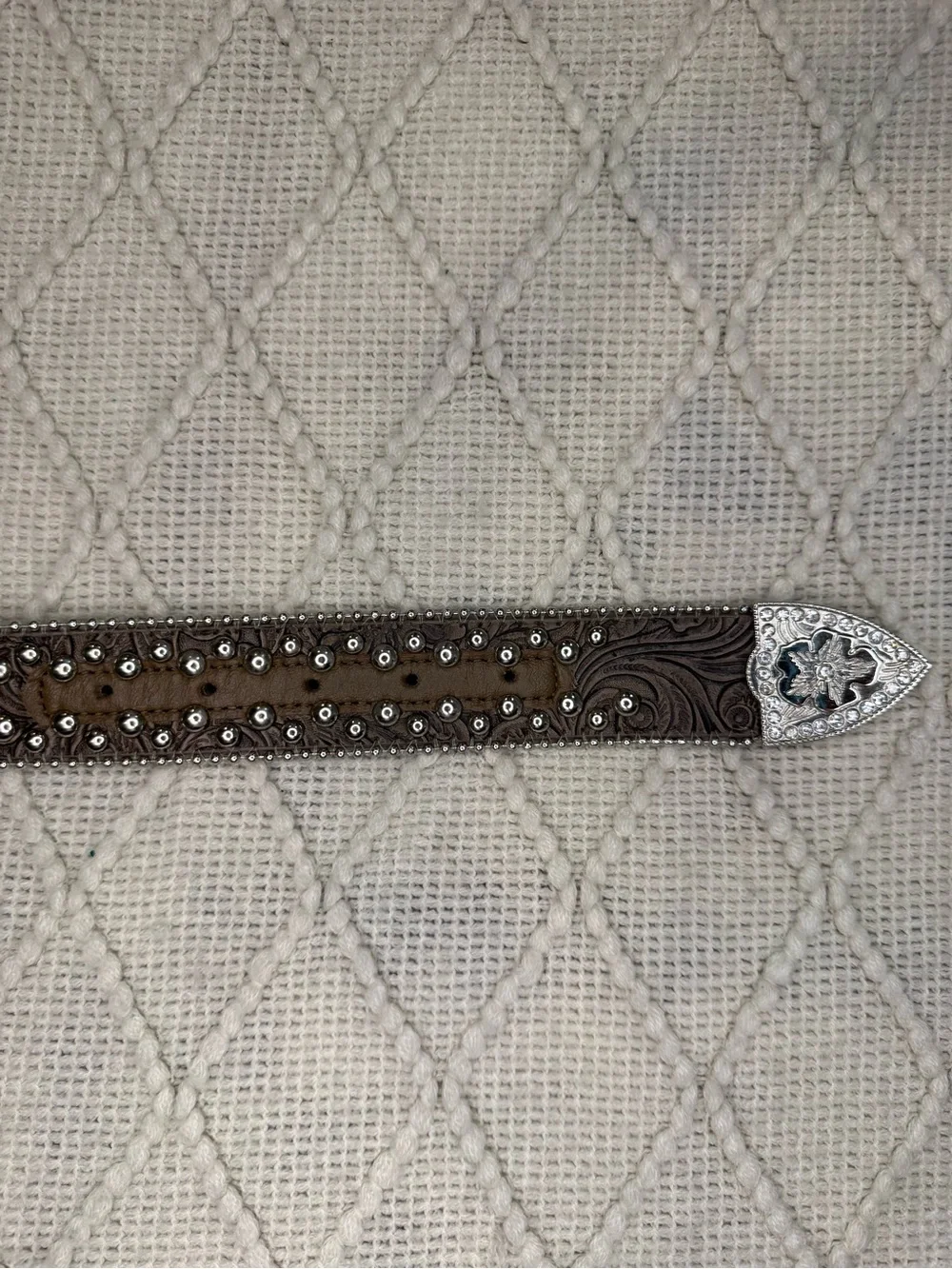 Blazin Roxx N3516602 Western Belt L Brown Rhinestone Concho Cowgirl